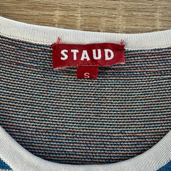 Staud Playa Toucan Intaria Tank Top Knit Blue White Stripe Size Small - Picture 3 of 11